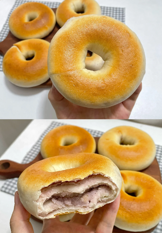 Taro puree bagel