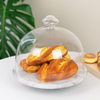Marble rotating cake tray with glass cover