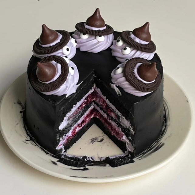 Halloween Blueberry Bamboo Charcoal Chiffon Cake Making Tutorial