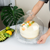 Marble rotating cake tray with glass cover