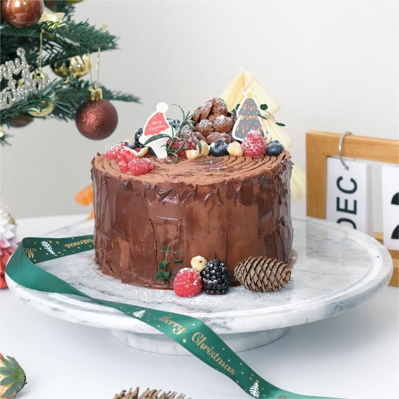 Christmas Chocolate Berry Stump Cake