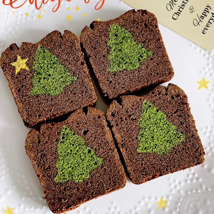How To Bake Christmas Tree Matcha Cocoa Pound Cake?