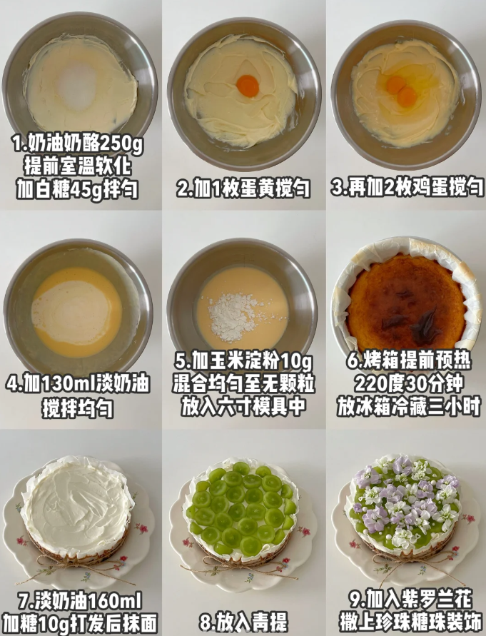 Green Cream Basque Cake